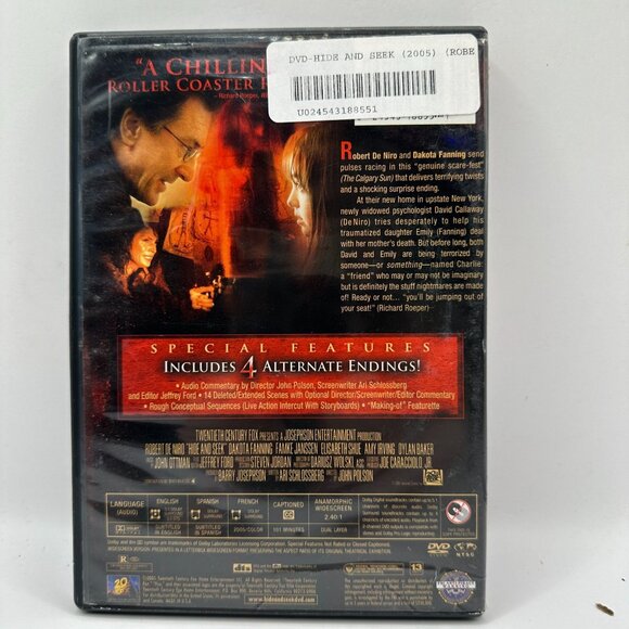Hide And Seek DVD With Robert De Niro & Dakota Fanning Special Features - Picture 2 of 3